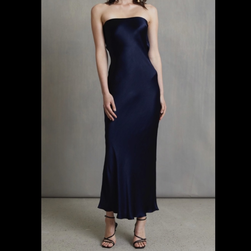 BEC & BRIDGE moon dance silk dress in navy - AUS 6 / US 2